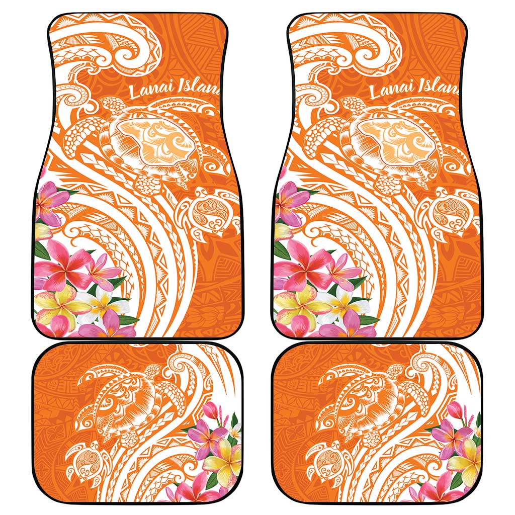 Aloha Lanai Island Personalized Car Mats Orange Dreamy Turtle