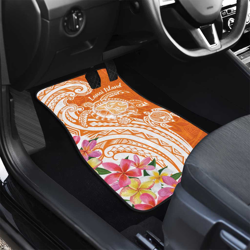 Aloha Lanai Island Personalized Car Mats Orange Dreamy Turtle