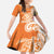 Aloha Lanai Island Personalized Family Matching Off The Shoulder Long Sleeve Dress and Hawaiian Shirt Orange Dreamy Turtle