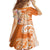 Aloha Lanai Island Personalized Family Matching Off The Shoulder Long Sleeve Dress and Hawaiian Shirt Orange Dreamy Turtle