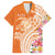 Aloha Lanai Island Personalized Family Matching Off The Shoulder Long Sleeve Dress and Hawaiian Shirt Orange Dreamy Turtle