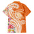 Aloha Lanai Island Personalized Family Matching Off The Shoulder Long Sleeve Dress and Hawaiian Shirt Orange Dreamy Turtle