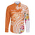 Aloha Lanai Island Personalized Family Matching Off The Shoulder Long Sleeve Dress and Hawaiian Shirt Orange Dreamy Turtle