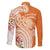 Aloha Lanai Island Personalized Family Matching Off The Shoulder Long Sleeve Dress and Hawaiian Shirt Orange Dreamy Turtle