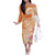 Aloha Lanai Island Personalized Family Matching Off The Shoulder Long Sleeve Dress and Hawaiian Shirt Orange Dreamy Turtle