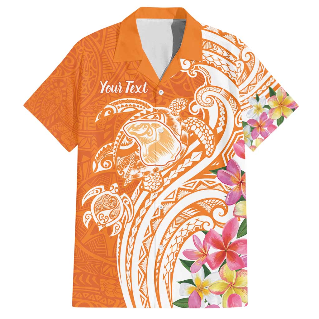 Aloha Lanai Island Personalized Family Matching Tank Maxi Dress and Hawaiian Shirt Orange Dreamy Turtle