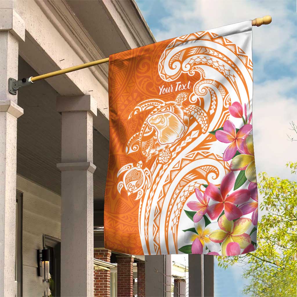 Aloha Lanai Island Personalized Garden Flag Orange Dreamy Turtle
