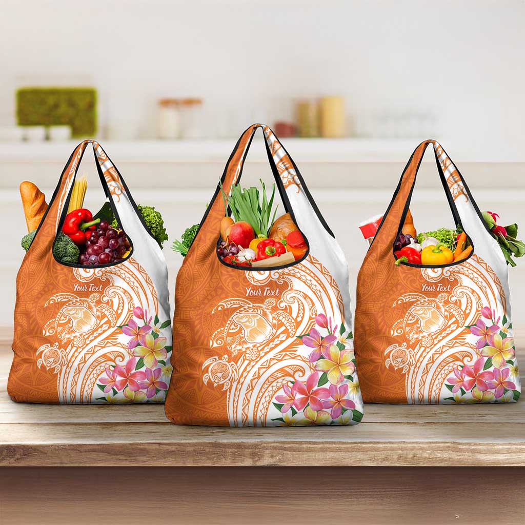 Aloha Lanai Island Personalized Grocery Bag Orange Dreamy Turtle LT7 3-pack One Size Orange - Polynesian Pride