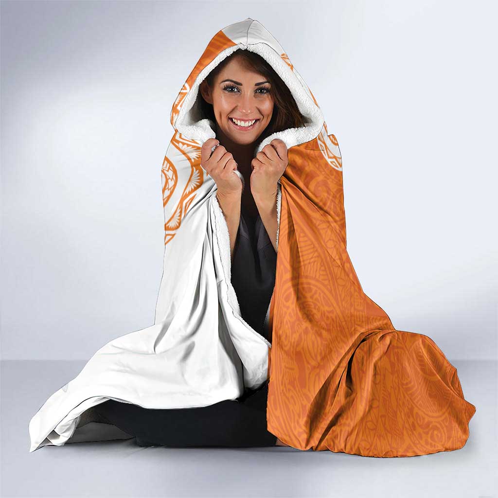 Aloha Lanai Island Personalized Hooded Blanket Orange Dreamy Turtle