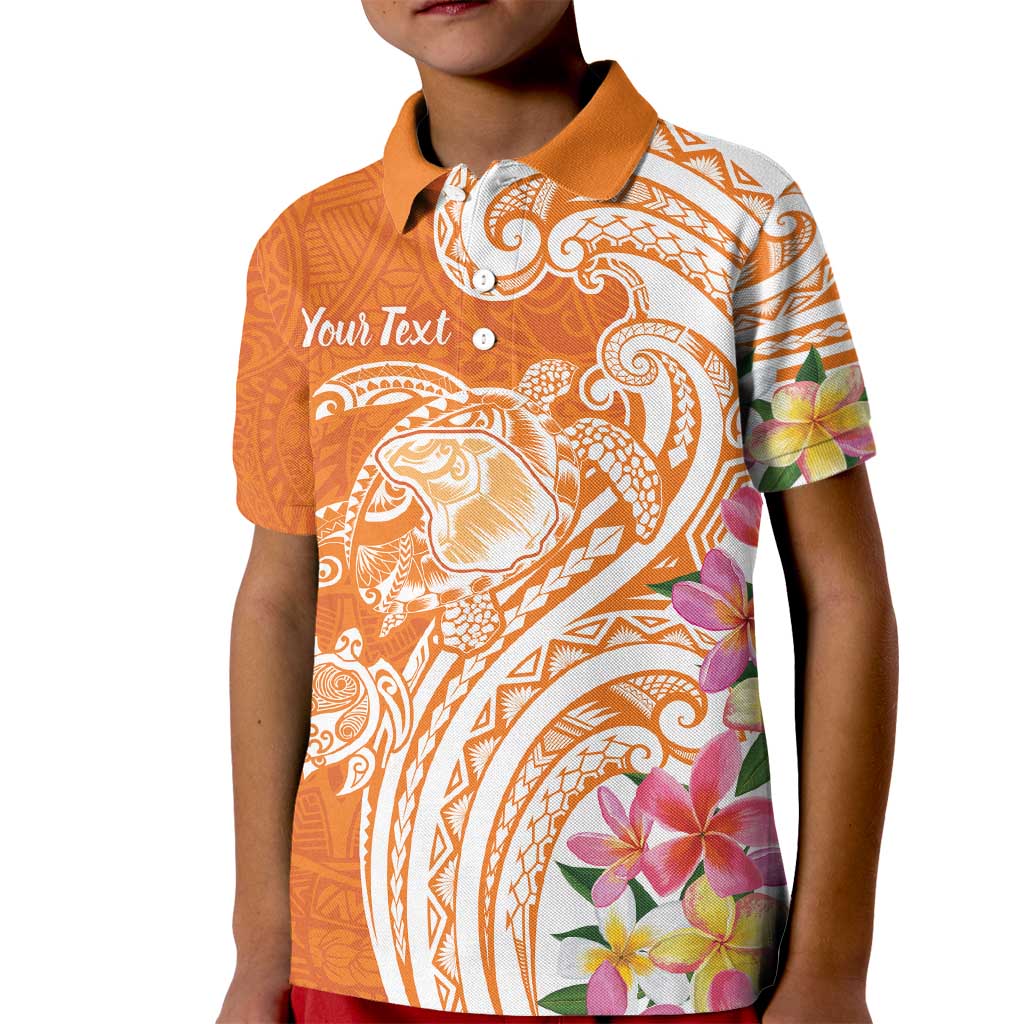 Aloha Lanai Island Personalized Kid Polo Shirt Orange Dreamy Turtle LT7 Kid Orange - Polynesian Pride