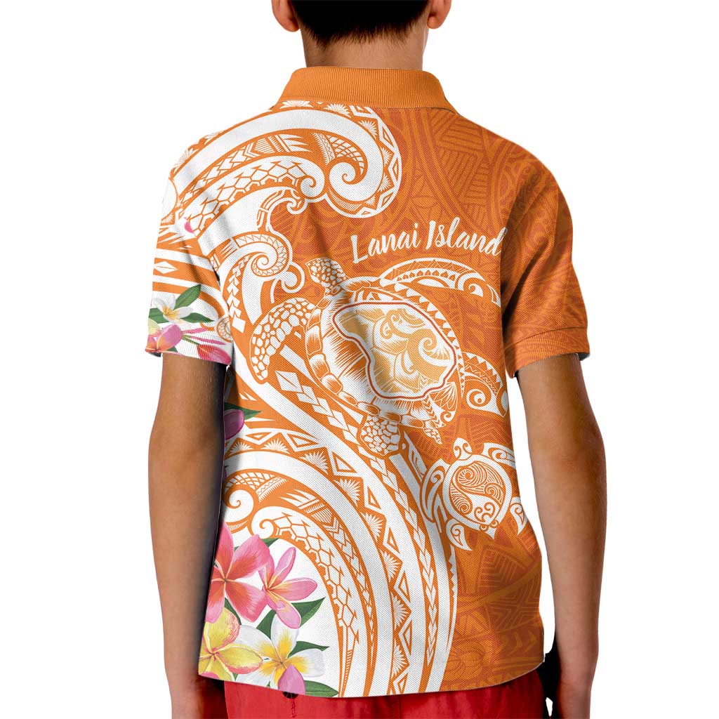Aloha Lanai Island Personalized Kid Polo Shirt Orange Dreamy Turtle LT7 - Polynesian Pride
