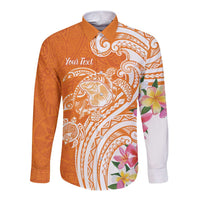 Aloha Lanai Island Personalized Long Sleeve Button Shirt Orange Dreamy Turtle