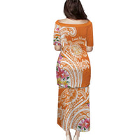 Aloha Lanai Island Personalized Puletasi Orange Dreamy Turtle