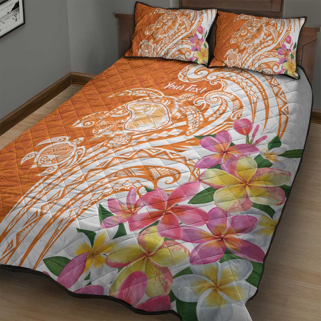 Aloha Lanai Island Personalized Quilt Bed Set Orange Dreamy Turtle