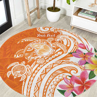 Aloha Lanai Island Personalized Round Carpet Orange Dreamy Turtle