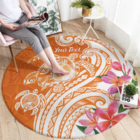 Aloha Lanai Island Personalized Round Carpet Orange Dreamy Turtle