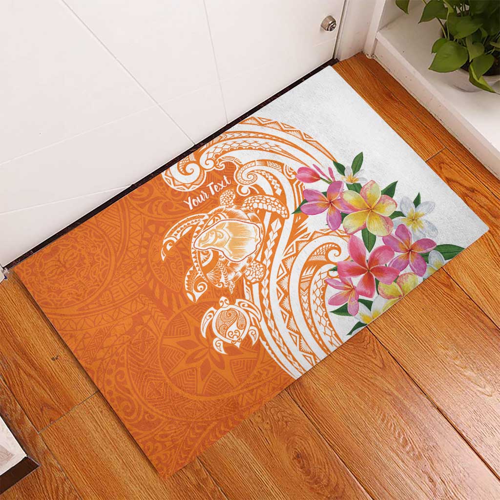 Aloha Lanai Island Personalized Rubber Doormat Orange Dreamy Turtle LT7 - Polynesian Pride