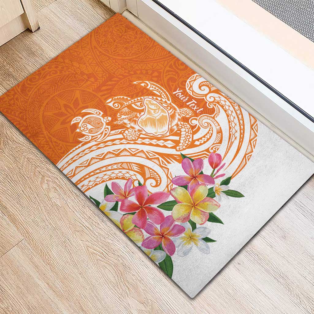 Aloha Lanai Island Personalized Rubber Doormat Orange Dreamy Turtle LT7 - Polynesian Pride
