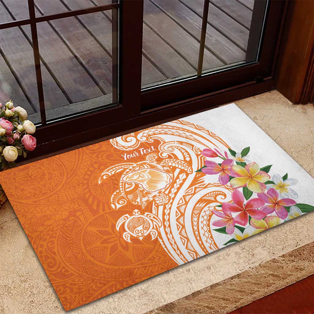 Aloha Lanai Island Personalized Rubber Doormat Orange Dreamy Turtle LT7 - Polynesian Pride