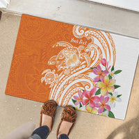 Aloha Lanai Island Personalized Rubber Doormat Orange Dreamy Turtle LT7 - Polynesian Pride