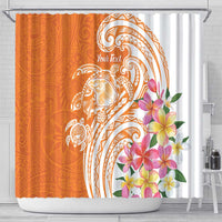 Aloha Lanai Island Personalized Shower Curtain Orange Dreamy Turtle