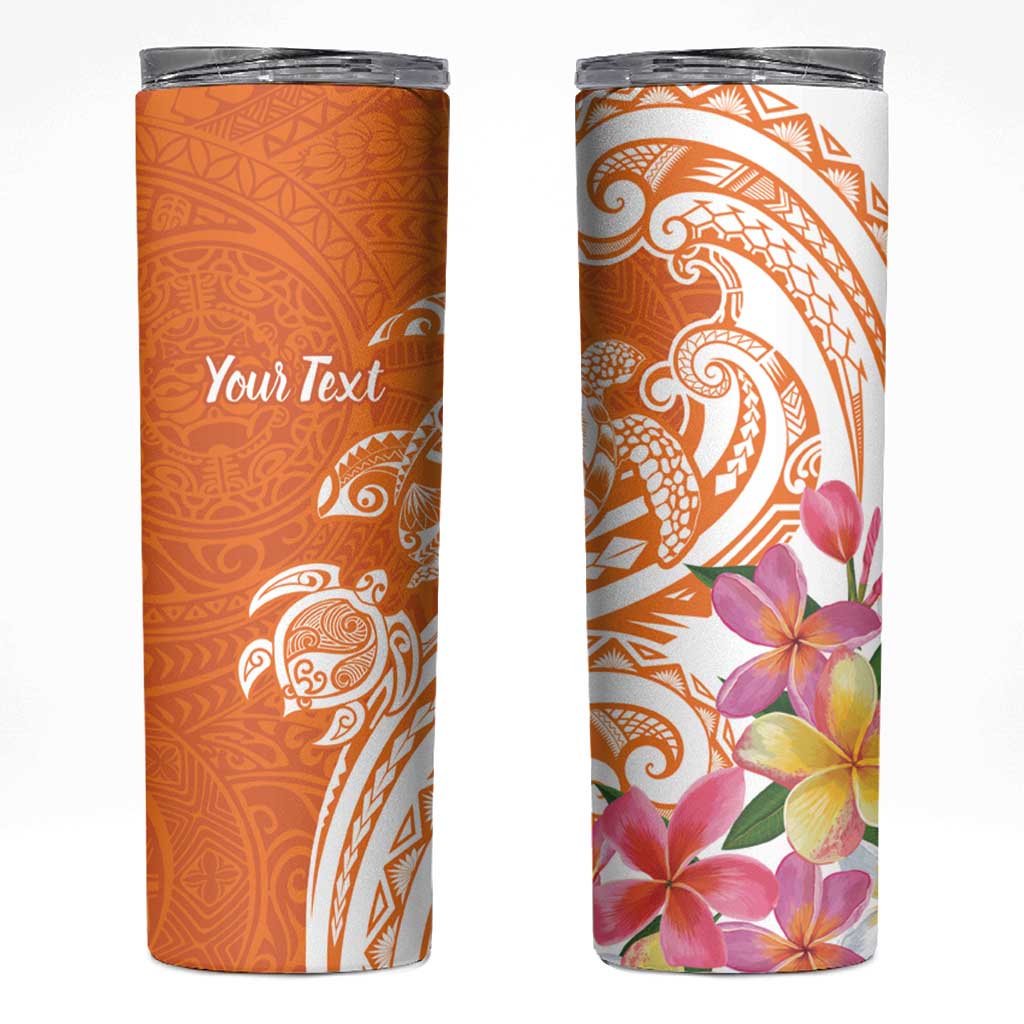 Aloha Lanai Island Personalized Skinny Tumbler Orange Dreamy Turtle LT7 Orange - Polynesian Pride
