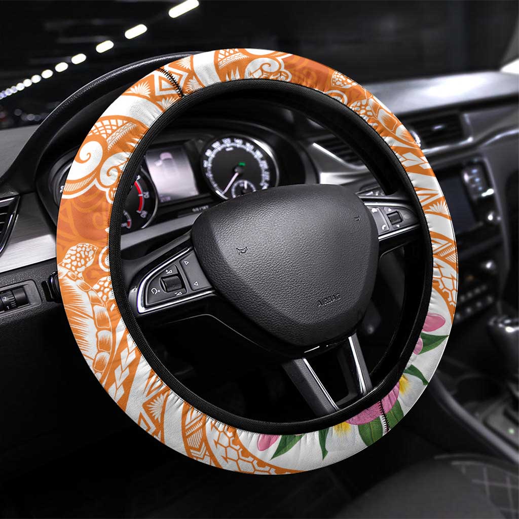 Aloha Lanai Island Personalized Steering Wheel Cover Orange Dreamy Turtle