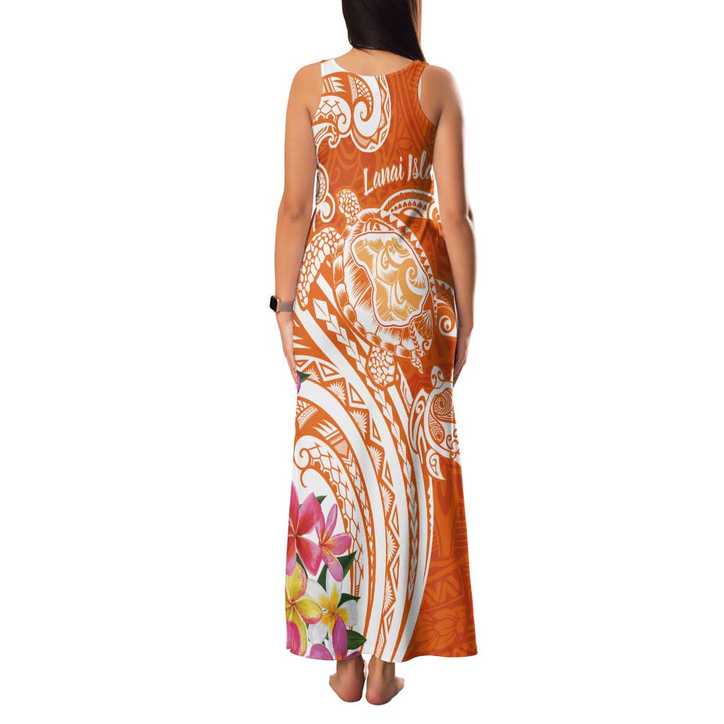 Aloha Lanai Island Personalized Tank Maxi Dress Orange Dreamy Turtle