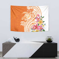Aloha Lanai Island Personalized Tapestry Orange Dreamy Turtle