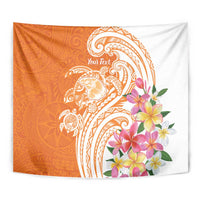 Aloha Lanai Island Personalized Tapestry Orange Dreamy Turtle