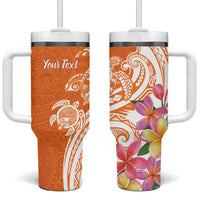 Aloha Lanai Island Personalized Tumbler With Handle Orange Dreamy Turtle LT7 One Size: 40 oz Orange - Polynesian Pride