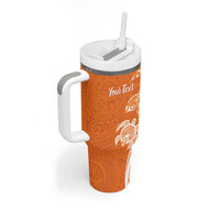 Aloha Lanai Island Personalized Tumbler With Handle Orange Dreamy Turtle LT7 - Polynesian Pride