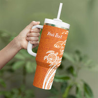 Aloha Lanai Island Personalized Tumbler With Handle Orange Dreamy Turtle LT7 - Polynesian Pride