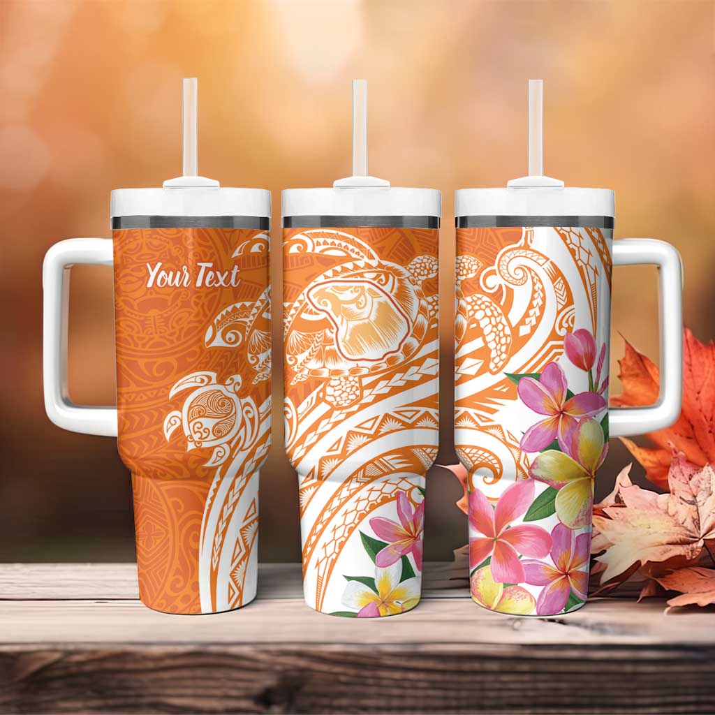 Aloha Lanai Island Personalized Tumbler With Handle Orange Dreamy Turtle LT7 - Polynesian Pride