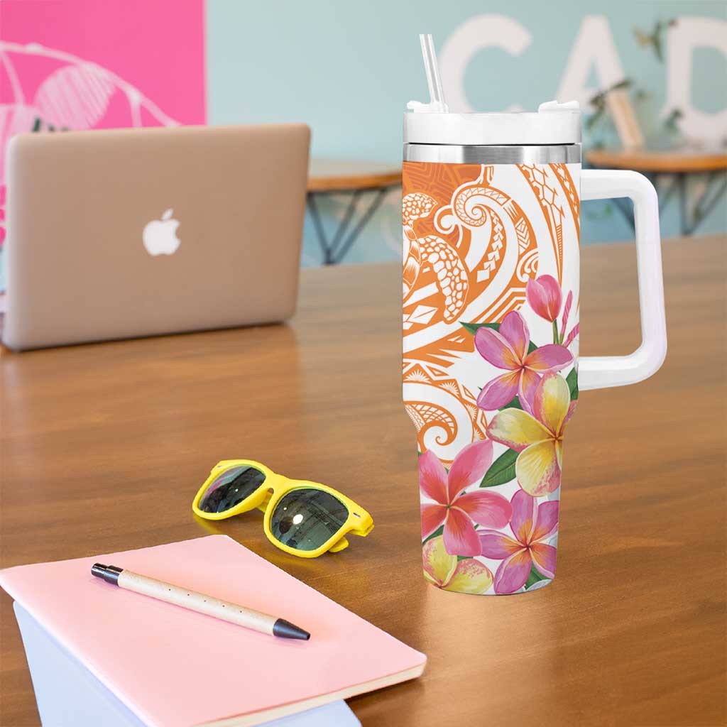 Aloha Lanai Island Personalized Tumbler With Handle Orange Dreamy Turtle LT7 - Polynesian Pride