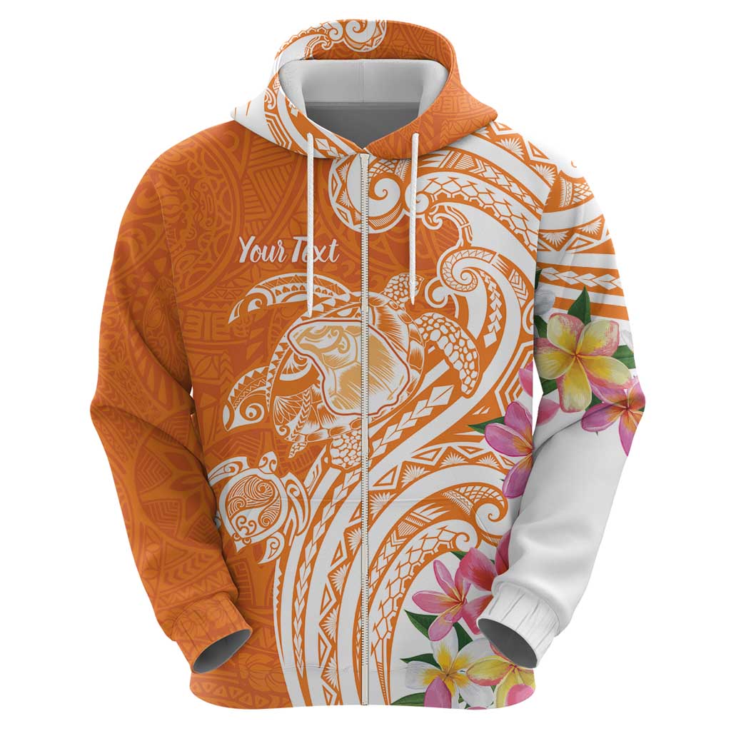 Aloha Lanai Island Personalized Zip Hoodie Orange Dreamy Turtle