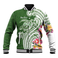 Aloha Molokai Island Personalized Baseball Jacket Sage Dreamy Turtle LT7 Unisex Sage Green - Polynesian Pride