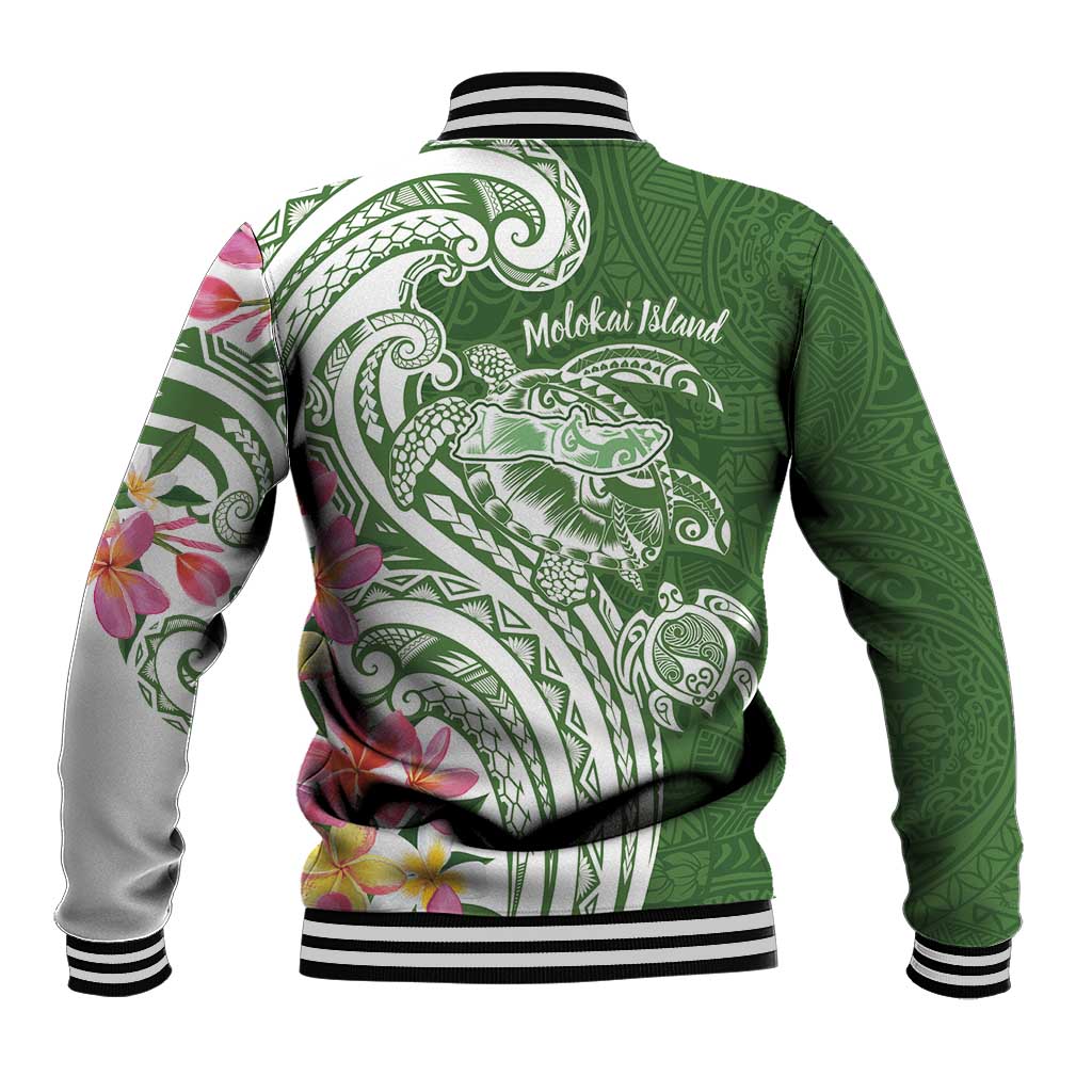 Aloha Molokai Island Personalized Baseball Jacket Sage Dreamy Turtle LT7 - Polynesian Pride