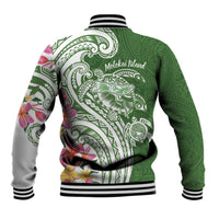 Aloha Molokai Island Personalized Baseball Jacket Sage Dreamy Turtle LT7 - Polynesian Pride
