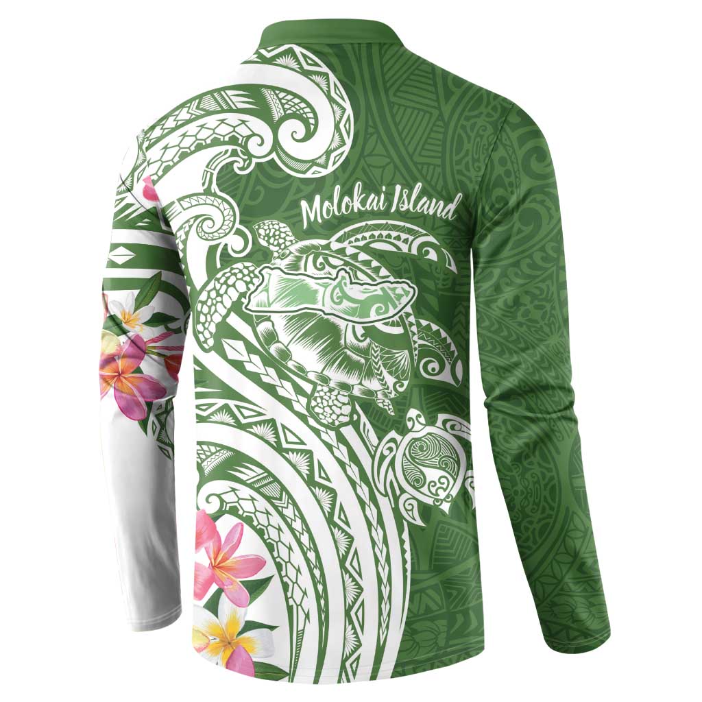 Aloha Molokai Island Personalized Button Sweatshirt Sage Dreamy Turtle LT7 - Polynesian Pride