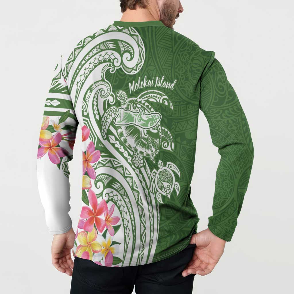 Aloha Molokai Island Personalized Button Sweatshirt Sage Dreamy Turtle LT7 - Polynesian Pride