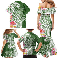 Aloha Molokai Island Personalized Family Matching Mermaid Dress and Hawaiian Shirt Sage Dreamy Turtle