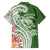 Aloha Molokai Island Personalized Family Matching Off The Shoulder Long Sleeve Dress and Hawaiian Shirt Sage Dreamy Turtle