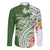 Aloha Molokai Island Personalized Family Matching Off The Shoulder Long Sleeve Dress and Hawaiian Shirt Sage Dreamy Turtle