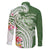 Aloha Molokai Island Personalized Family Matching Off The Shoulder Long Sleeve Dress and Hawaiian Shirt Sage Dreamy Turtle