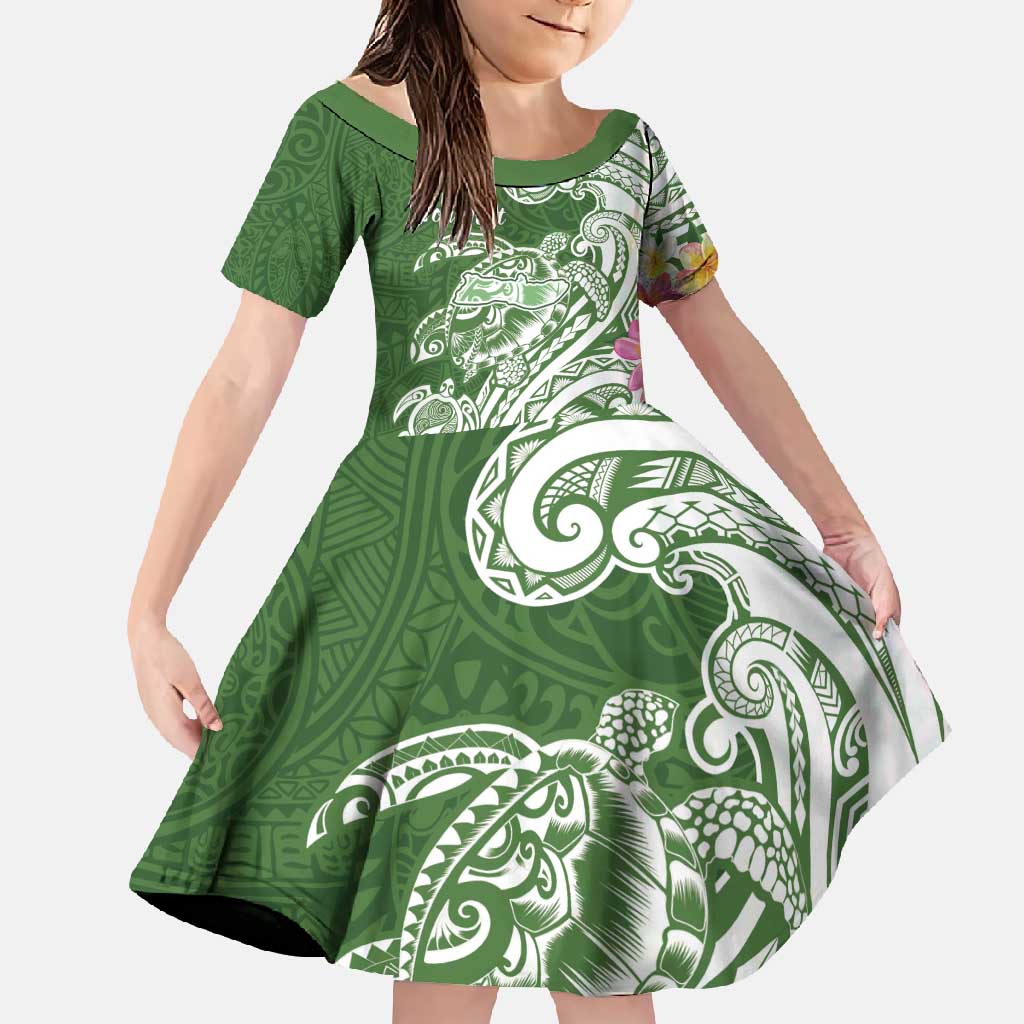 Aloha Molokai Island Personalized Family Matching Short Sleeve Bodycon Dress and Hawaiian Shirt Sage Dreamy Turtle