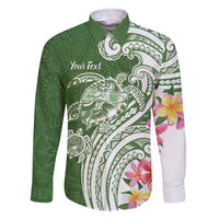 Aloha Molokai Island Personalized Family Matching Short Sleeve Bodycon Dress and Hawaiian Shirt Sage Dreamy Turtle