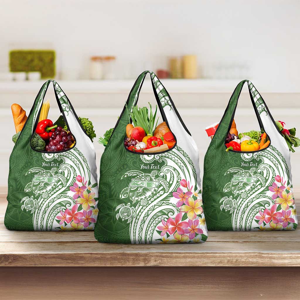 Aloha Molokai Island Personalized Grocery Bag Sage Dreamy Turtle LT7 3-pack One Size Sage Green - Polynesian Pride
