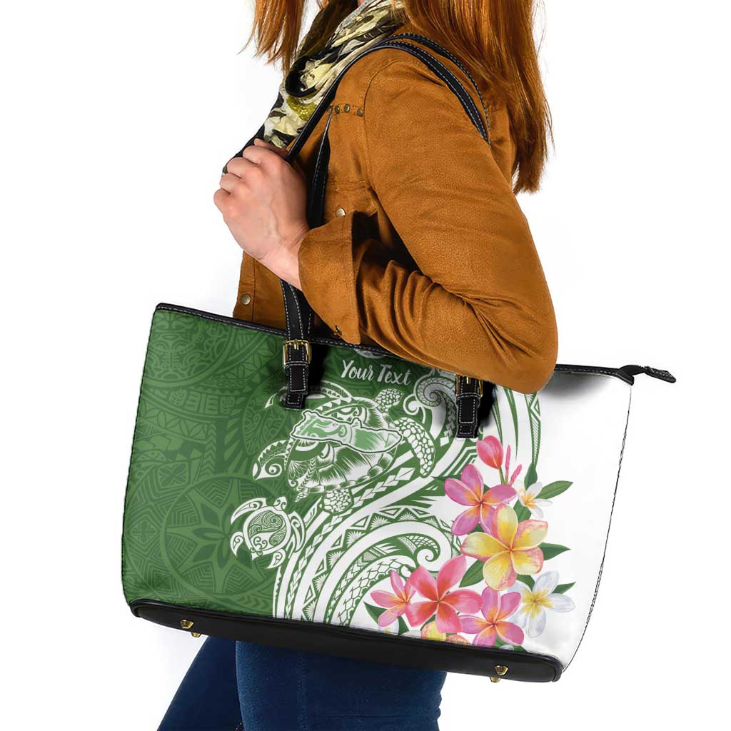 Aloha Molokai Island Personalized Leather Tote Bag Sage Dreamy Turtle LT7 Sage Green - Polynesian Pride