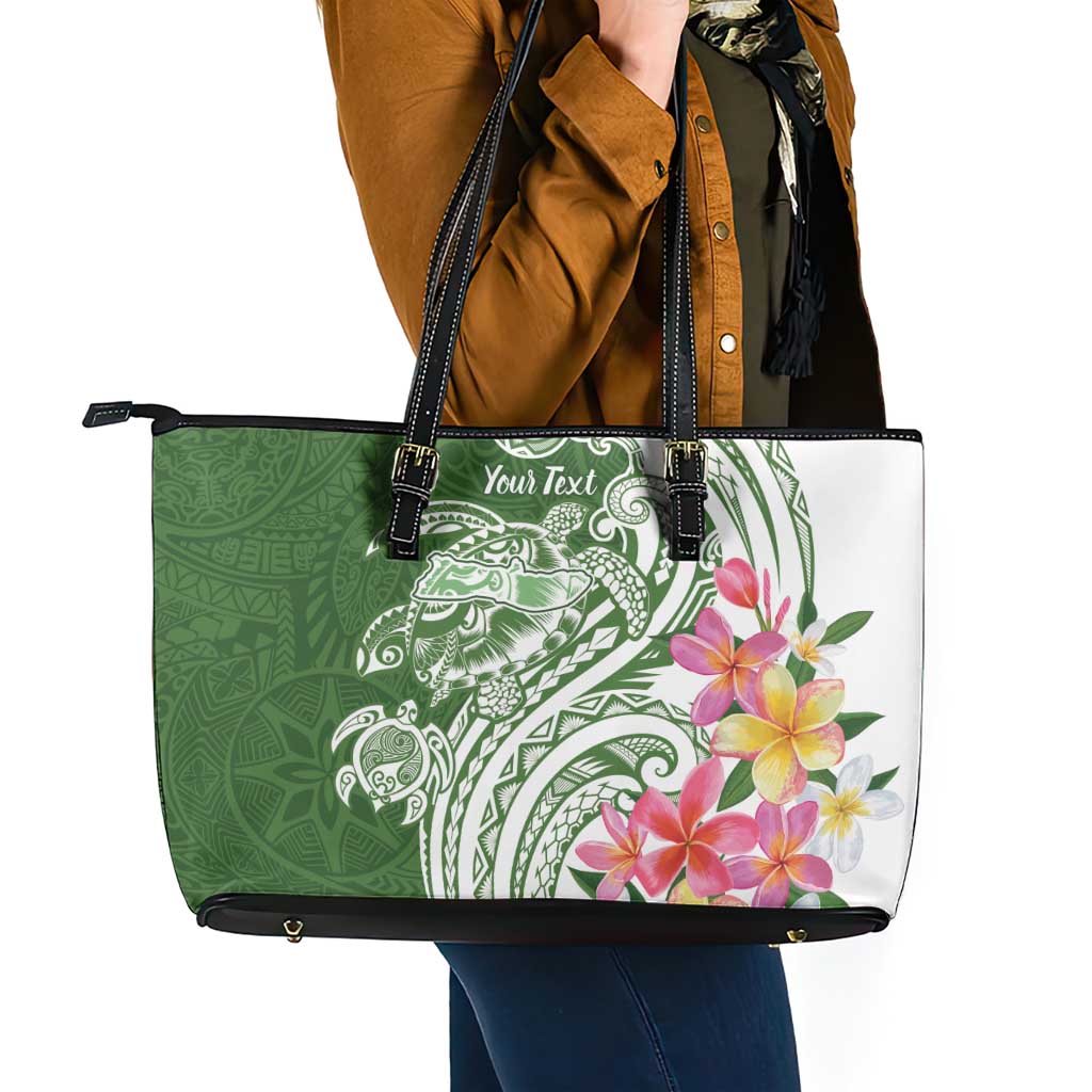 Aloha Molokai Island Personalized Leather Tote Bag Sage Dreamy Turtle LT7 - Polynesian Pride